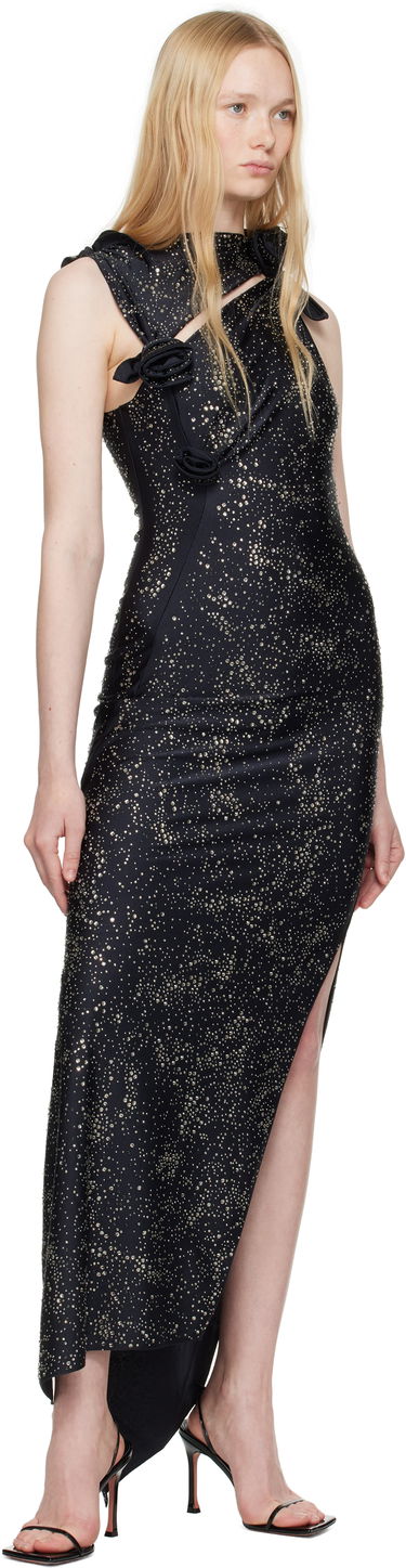 Pокля Coperni Coperni Crystal-Embellished Asymmetric Flower Maxi Dress Черно | COPR44CRF5001, 3