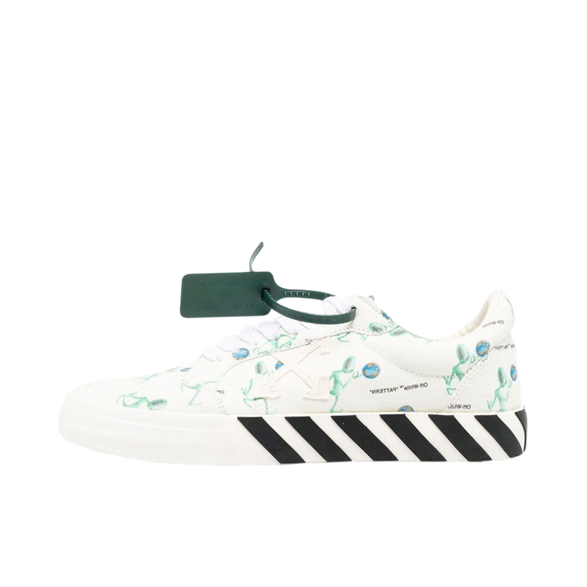 Кецове и обувки Off-White Vulc Low Canvas Alien Logo Applique White Green Black Бяло | OMIA085F22FAB0030155