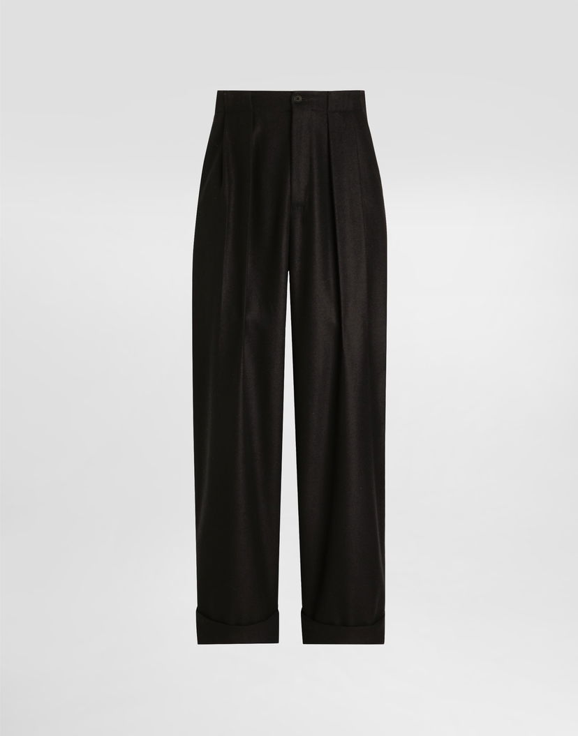 Панталони Dolce & Gabbana Dolce & Gabbana Wool Pleated Cuffed Trousers 52 Черно | GP16HTHU2A8N0000
