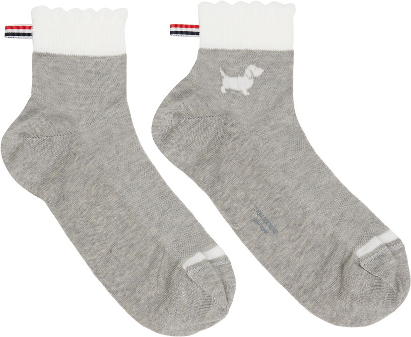 Чорапи Thom Browne Pointelle Stitch Hector Crew Socks Сиво | FAS240A-Y3011