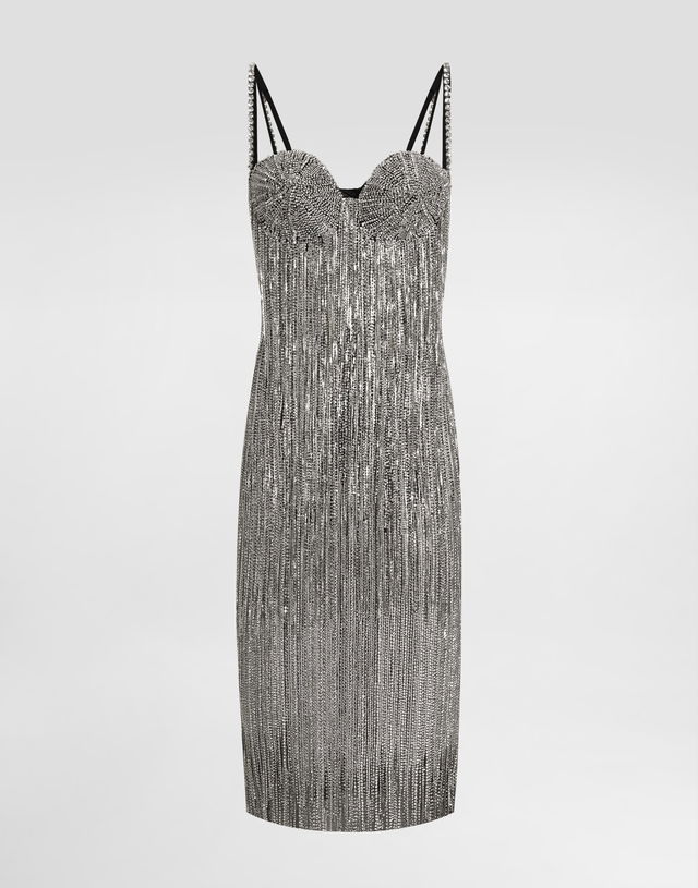 Dolce & Gabbana Sequined Fringe Calf-Length Dress