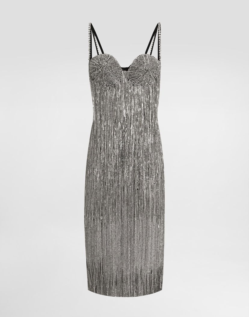 Pокля Dolce & Gabbana Dolce & Gabbana Sequined Fringe Calf-Length Dress Металик | F6TRMZGDC2MS8400