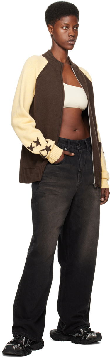 Пуловер We11done We11done Zip-Up Star-Intarsia Cardigan Кафяво | WD-KJ0-24-620-U-BR, 3