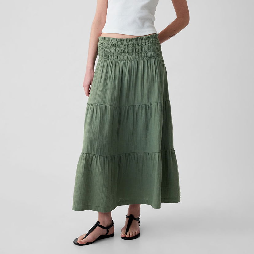 Пола GAP Skirt Pull On Gauze Maxi Skirt Laurel Wreath Green Зелено | 857496-00