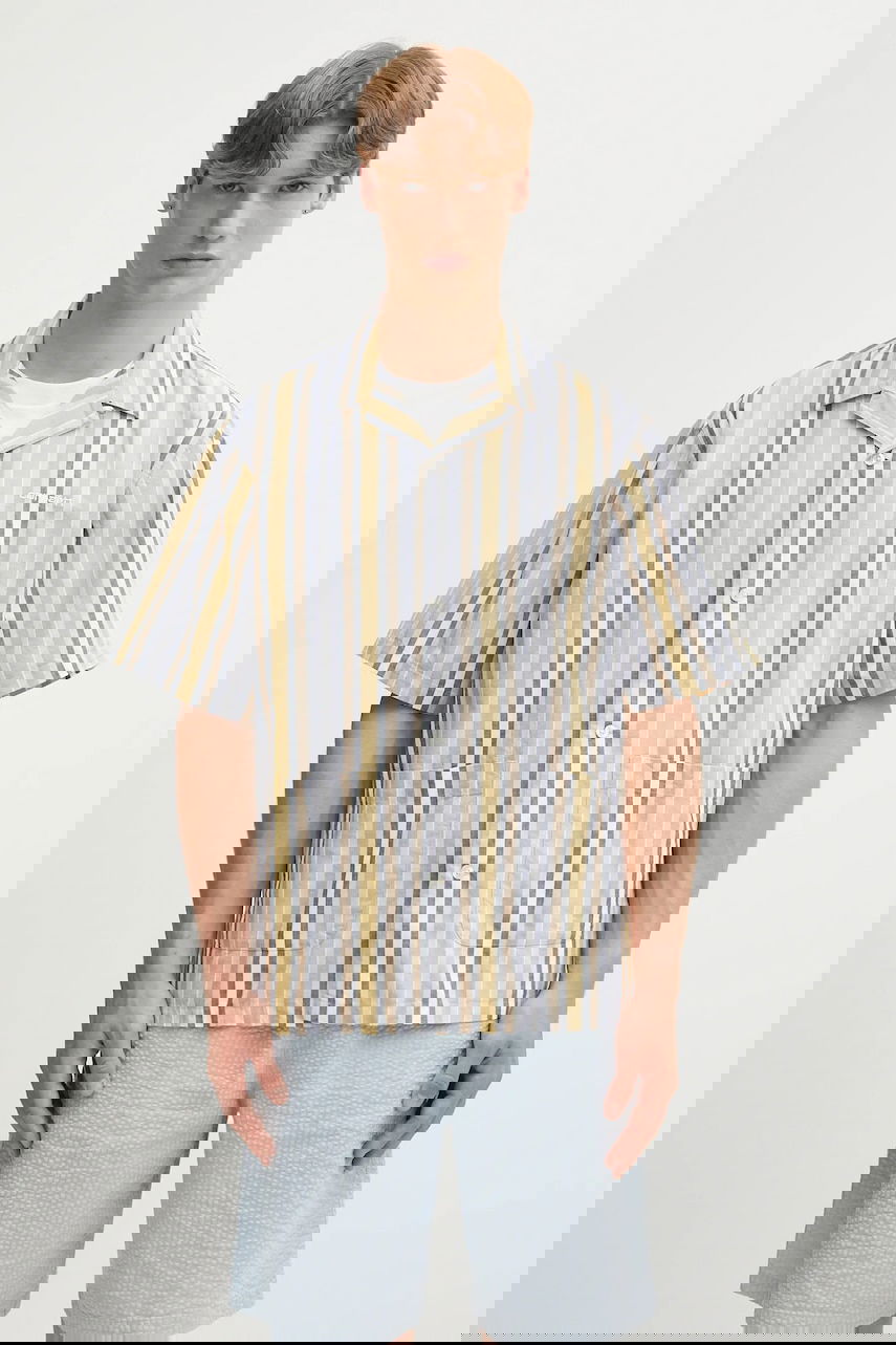 Риза Carhartt WIP Linen Blend Relaxed Fit Short Sleeve Folsey Camp Collar Striped Shirt with Patch Pockets Многоцветен | I035154.3G8XX, 0