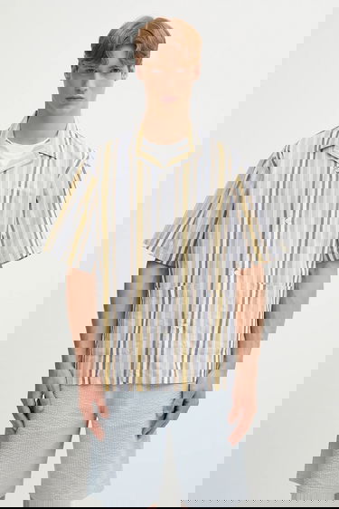 Риза Carhartt WIP Linen Blend Relaxed Fit Short Sleeve Folsey Camp Collar Striped Shirt with Patch Pockets Многоцветен | I035154.3G8XX, 0