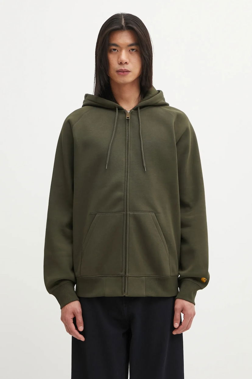 Суитчър Carhartt WIP Plain Hooded Chase Full-Zip Sweatshirt Зелено | I033664.3CBXX