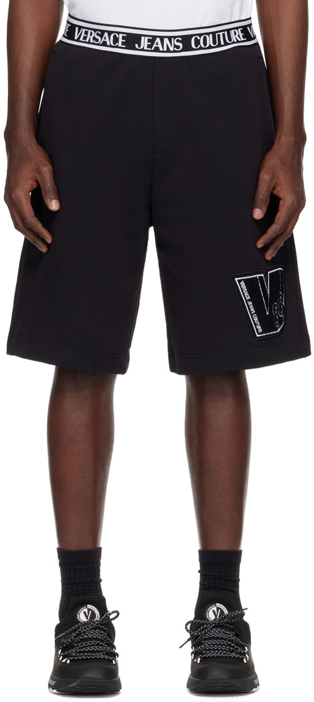 Къси панталони Versace Couture Black V-Patch Shorts Черно | E76GADG04_ECF01G, 0