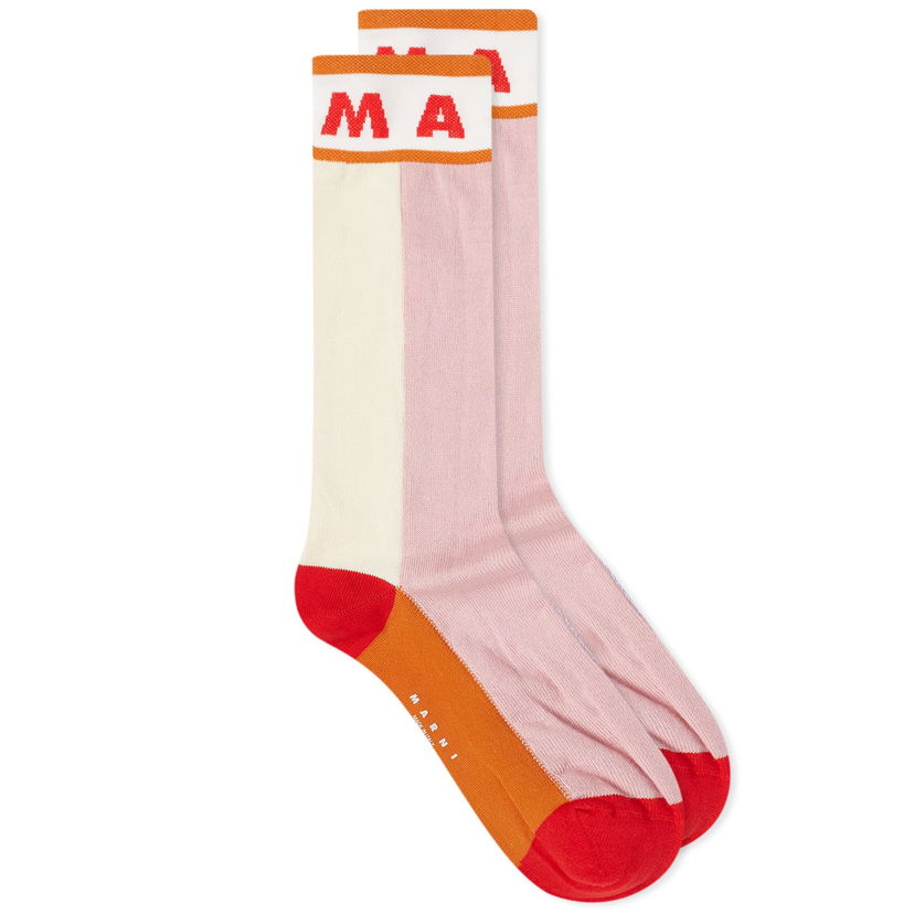 Чорапи Marni Logo Socks "Dahlia" Розово | SKMC0185Q0-INC05