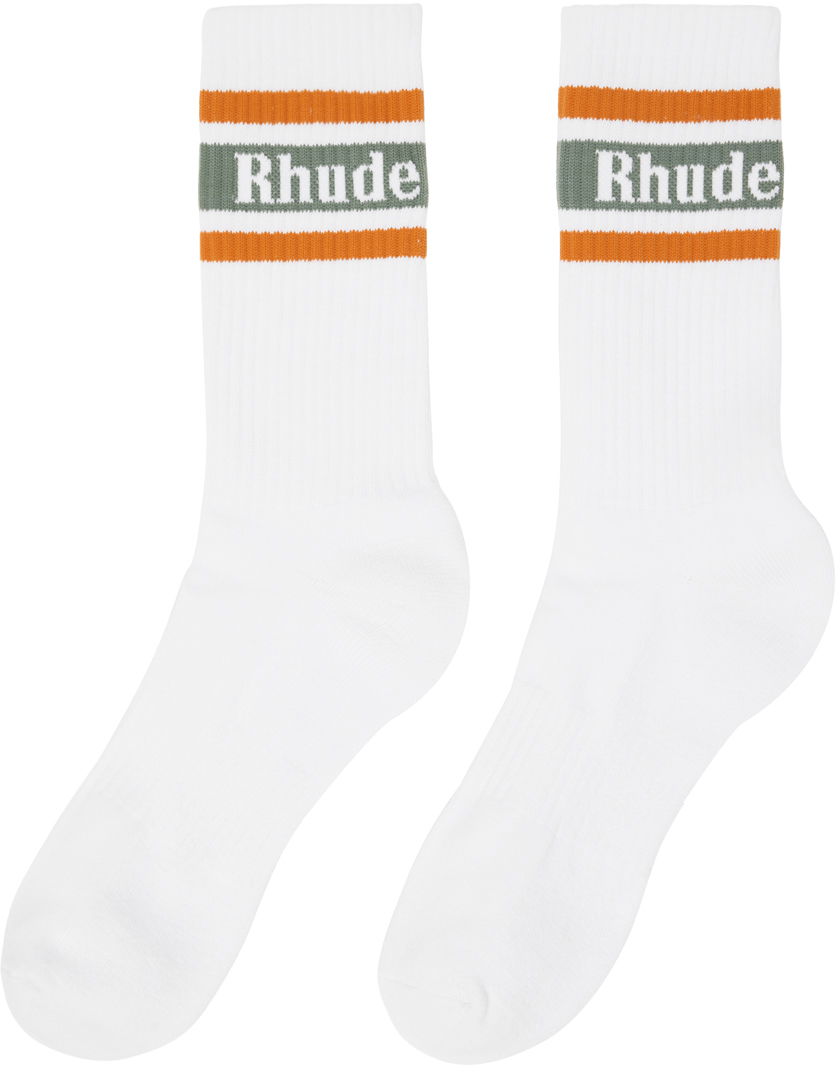 Чорапи Rhude Rhude Stripe Logo Socks Бяло | RHPS24SO12830562, 1