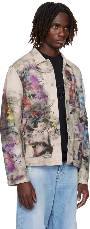 Яке Acne Studios Acne Studios Trompe L'Oeil Print Denim Jacket Бежово | B90859-, 1