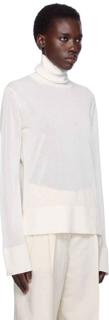 Пуловер TOTEME TOTEME Slit Sleeve Turtleneck Бяло | 253-WRT0535-YA0079, 1