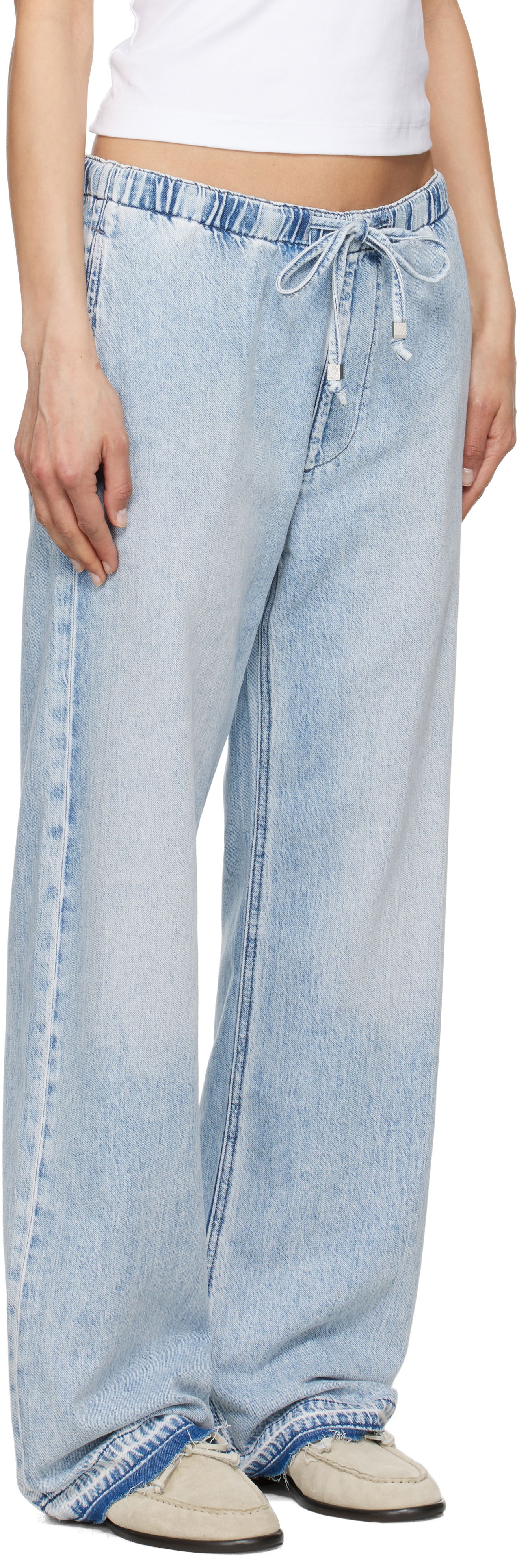 Дънки rag & bone rag & bone Logan Ultra Featherweight Wide-Leg Jeans Синьо | WDD25S7009UFKI, 1