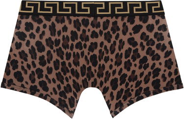 Боксерки Versace Underwear Brown Leopard Greca Border Long Boxer Briefs Кафяво | AU10028_1A12311, 1