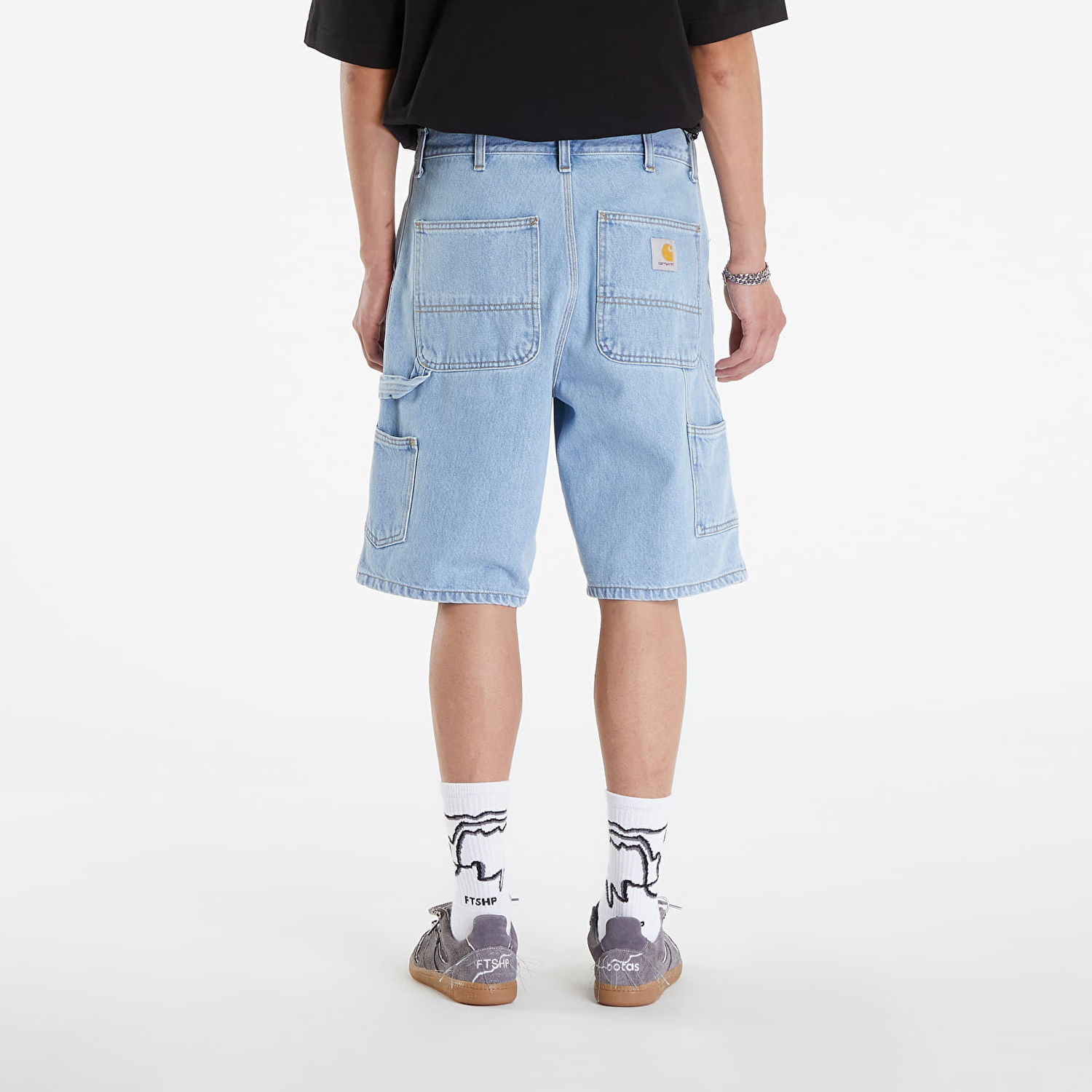 Панталони и дънки Carhartt WIP Single Knee Short Blue Синьо | I032026_01_A3, 1