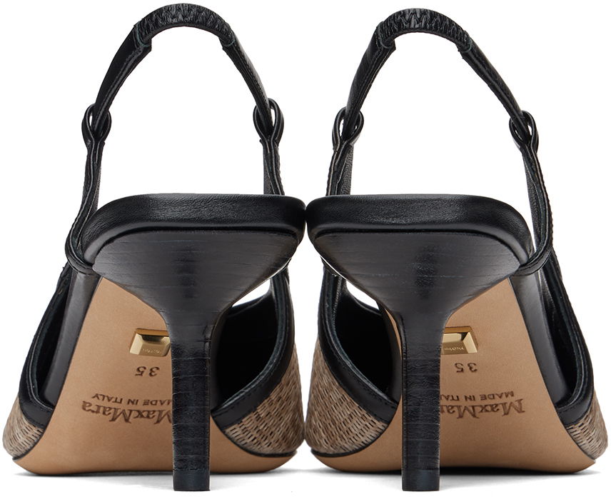 Кецове и обувки Max Mara Raffia-Effect Fabric Slingback Heels Бежово | 2414521312600, 1