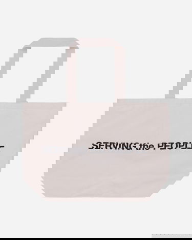 Голяма пазарска чанта Serving the People Logo Tote Bag Бежово | STPF22TOTE NATURAL, 1