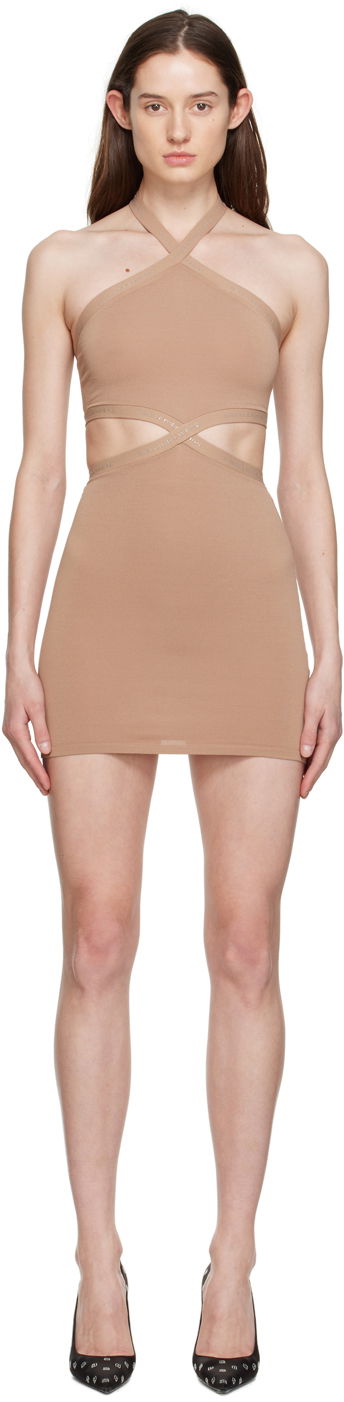 Pокля Alexander Wang Alexander Wang Halter Mini Dress Бежово | 4KC1236038