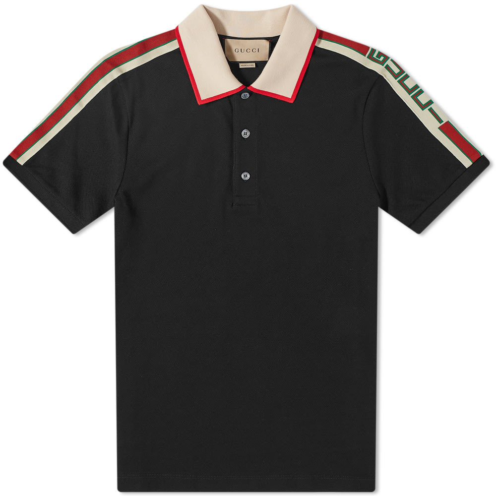 Поло тениска Gucci Taped Logo Polo Черно | 500972-X9M38-1106, 0