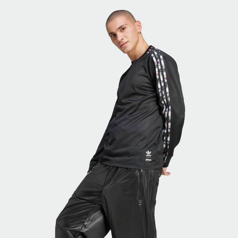 Тениска adidas Performance Pride Mesh 3-Stripes Long Sleeve Черно | IZ4893