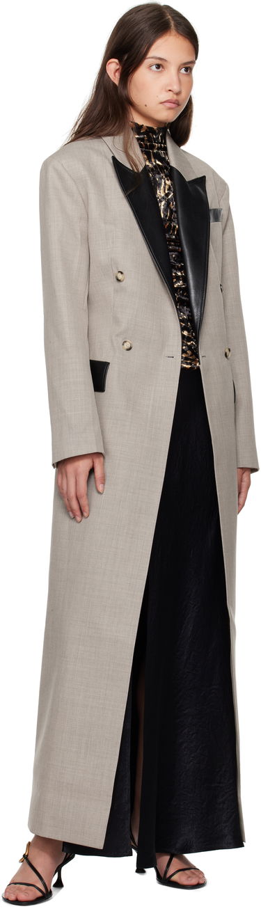 Палта Nanushka Nanushka Ferris Double-Breasted Long Coat Сиво | NW24FWOW36970, 3