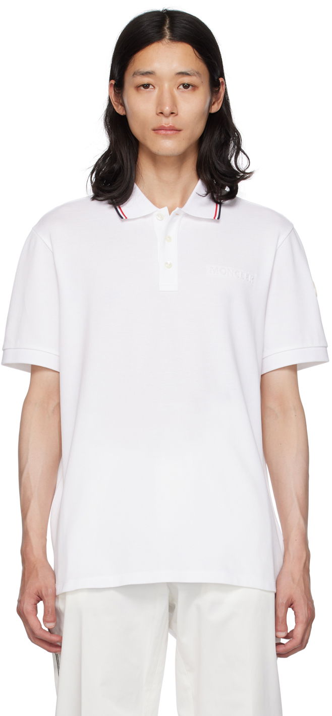 Поло тениска Moncler Embossed Polo Бяло | I20918A0000684556, 0