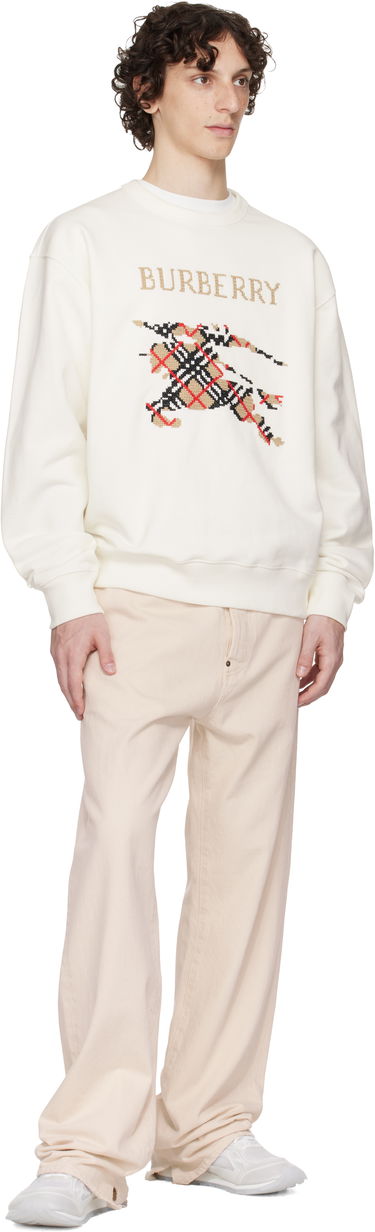 Суитчър Burberry Burberry Intarsia EKD Sweatshirt Бяло | 8110547, 3