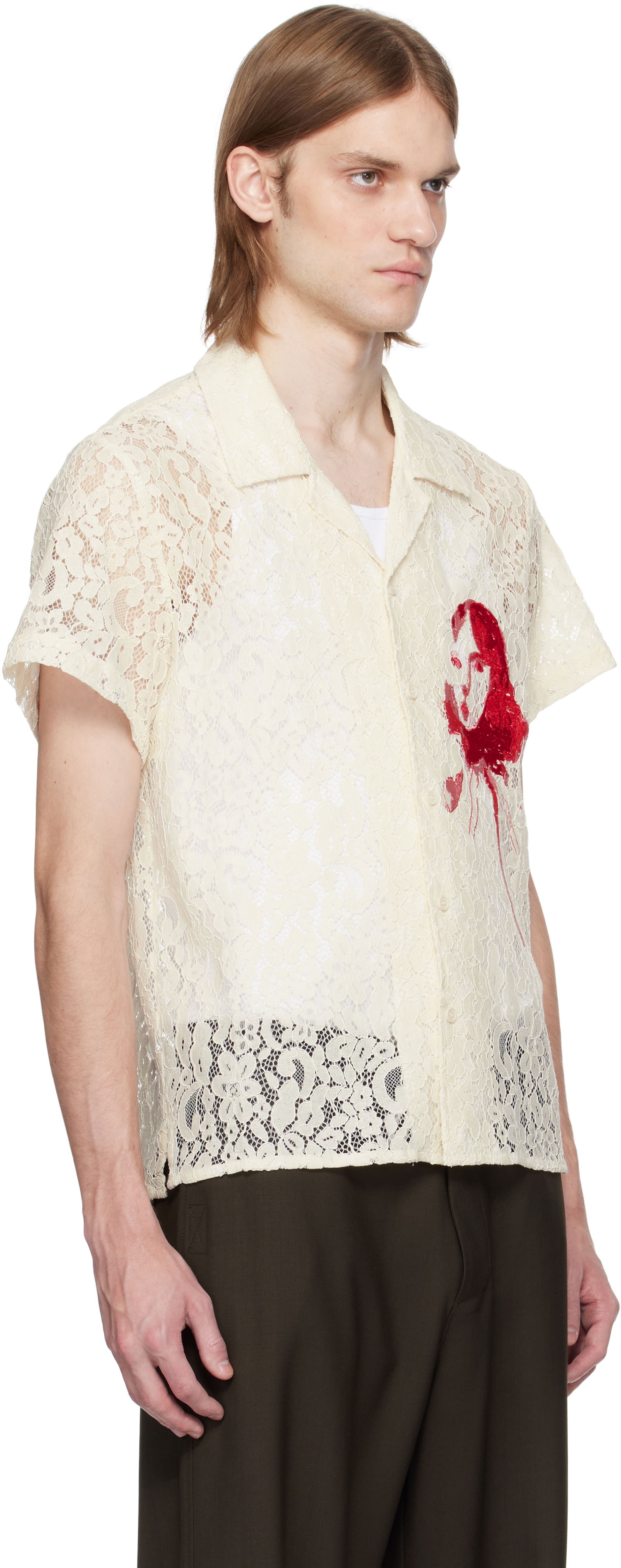Риза KidSuper KidSuper Lace Girl Painting Shirt Бяло | SS25-SST-06, 1