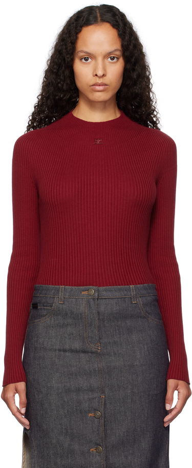 Тениска Courrèges Long Sleeved Fitted Sweater Червено | 124MPU128FI0049, 0