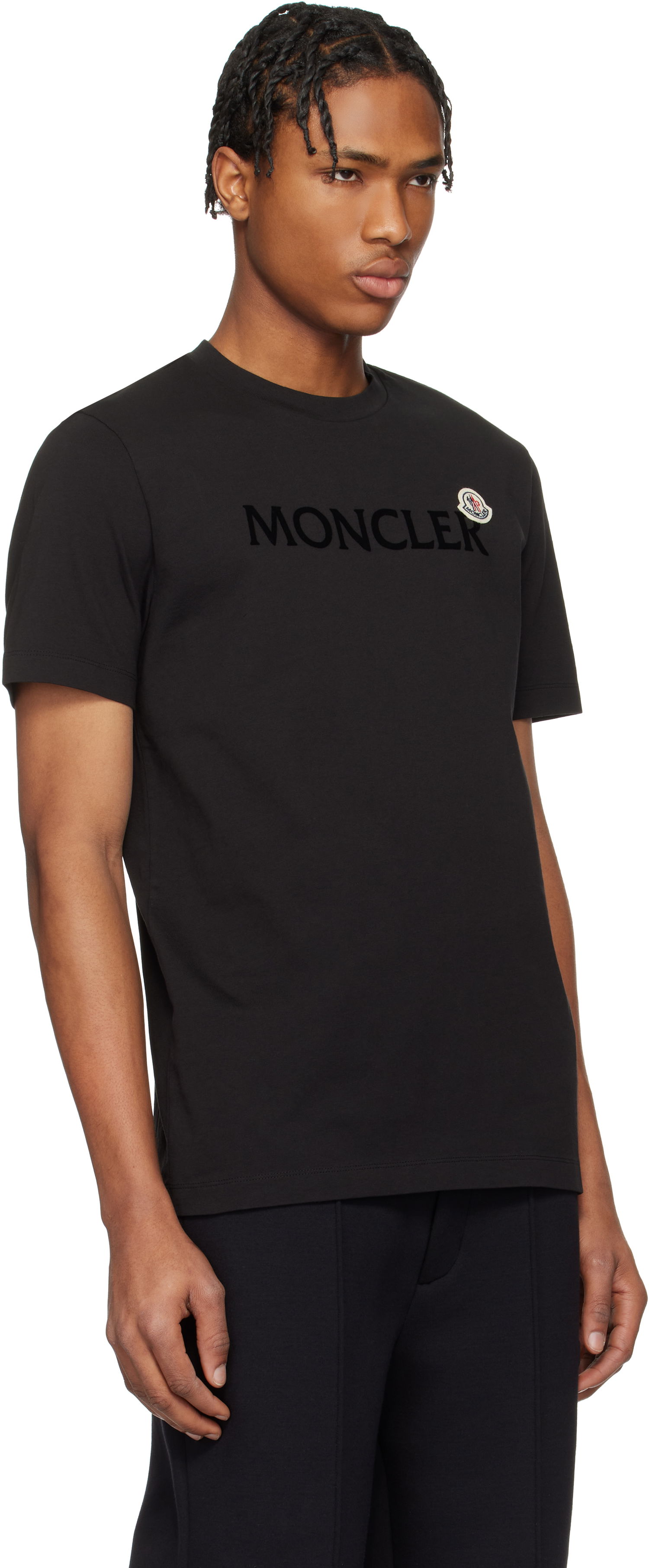 Тениска Moncler Moncler Flocked Logo Cotton T-Shirt Черно | K10918C000758390T, 1