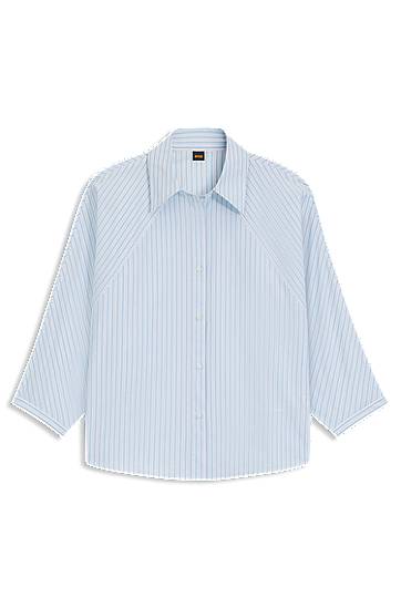 Риза BOSS Relaxed-Fit Striped Cotton Poplin Blouse Синьо | 50543553