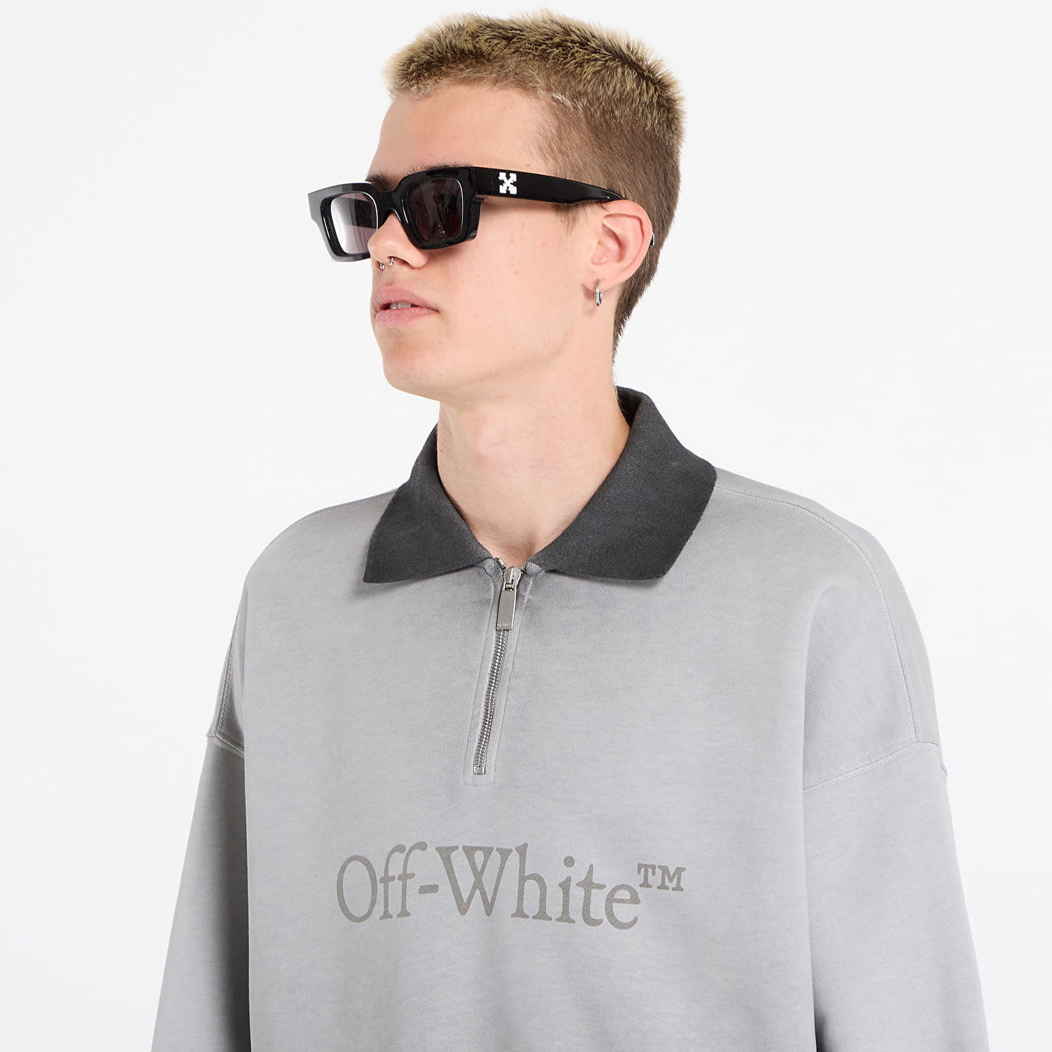 Суитчър Off-White Off-White Laundry Fleece Polo Sweatshirt Сиво | OMAD00NF25FLE0061212, 1