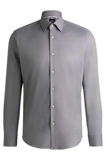 Риза BOSS Easy-Iron Structured Stretch Cotton Shirt, Regular Fit Сиво | 50489830, 0