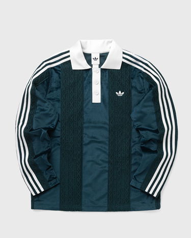 Фланелка adidas Originals Long Sleeve Polo Jersey with Textured Panels and Three-Stripes Зелено | KS7796, 0