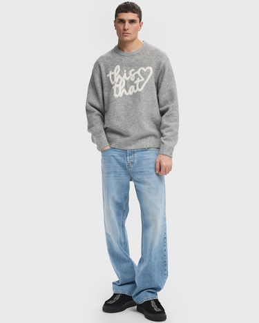 Пуловер thisisneverthat Heart Logo Knit Sweater Сиво | TN243KKNPK11HGR, 1