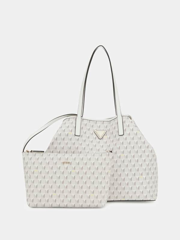 Голяма пазарска чанта GUESS Vikky Geometric Shopper Бяло | HWJT9318290