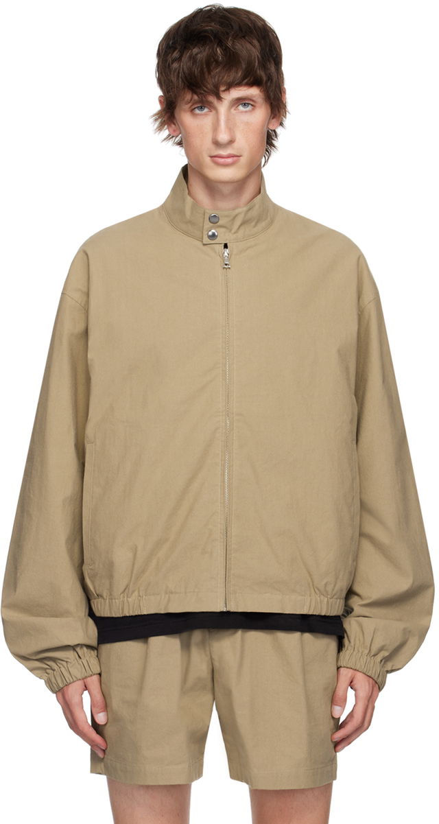 Beige Cotton Harrington Jacket