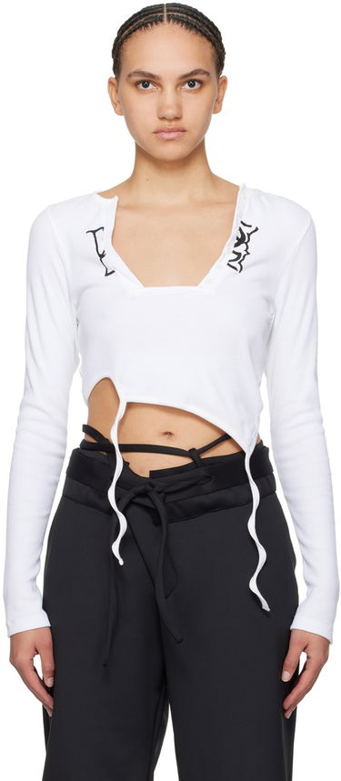 Тениска Ottolinger Ottolinger Asymmetric Long Sleeve T-Shirt Бяло | 408101, 0