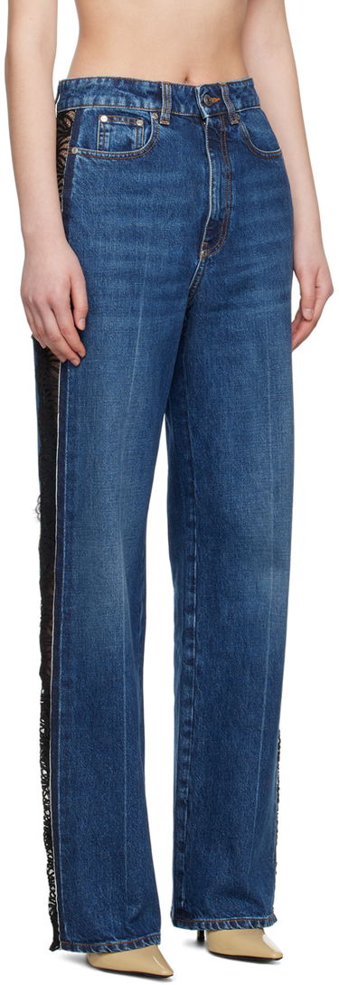 Дънки Stella McCartney Stella McCartney Lace High-Rise Straight Leg Jeans Синьо | 6D03053SPH85, 1