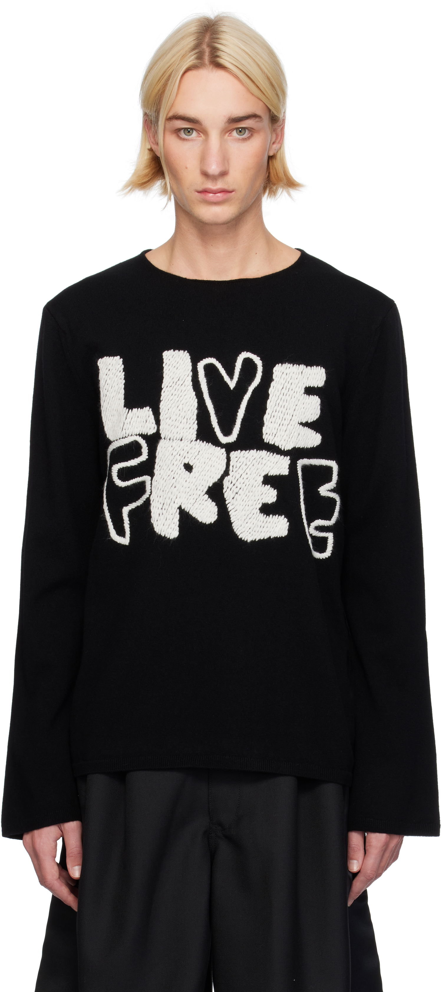 Пуловер Comme des Garçons 'Live Free' Sweater Черно | FN-N003-051, 0