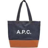 Голяма пазарска чанта A.P.C. Large Axel Denim & Leather Tote Bag Тъмно синьо | CODDP-M61917-CAF, 1