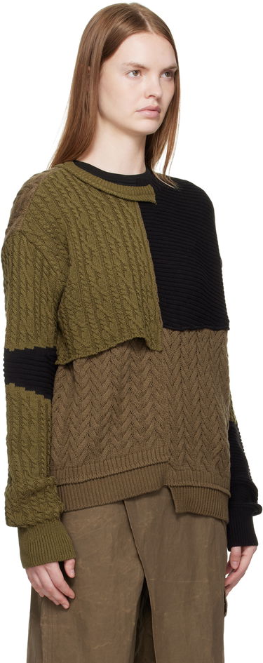 Пуловер Andersson Bell Andersson Bell Patchwork Asymmetric Crewneck Sweater Кафяво | atb1330m, 4