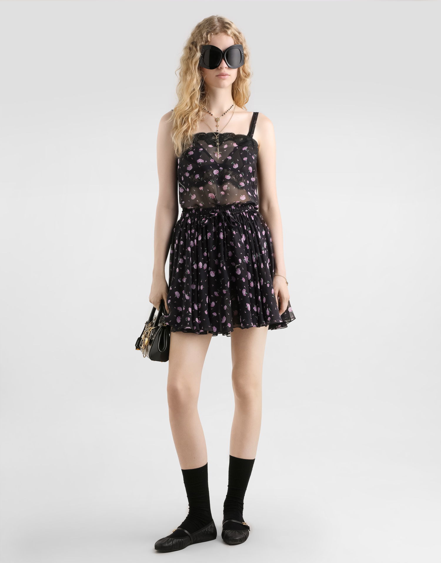 Пола Dolce & Gabbana Dolce & Gabbana Carnations-print Chiffon Circle Skirt Многоцветен | F4DB6TIS10ZHN5XX, 1