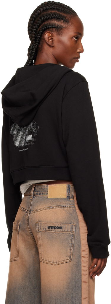 Суитчър We11done We11done Teddy Bear Slim-Fit Zip-Up Hoodie Черно | WD-TJ2-25-870-W-BK, 2