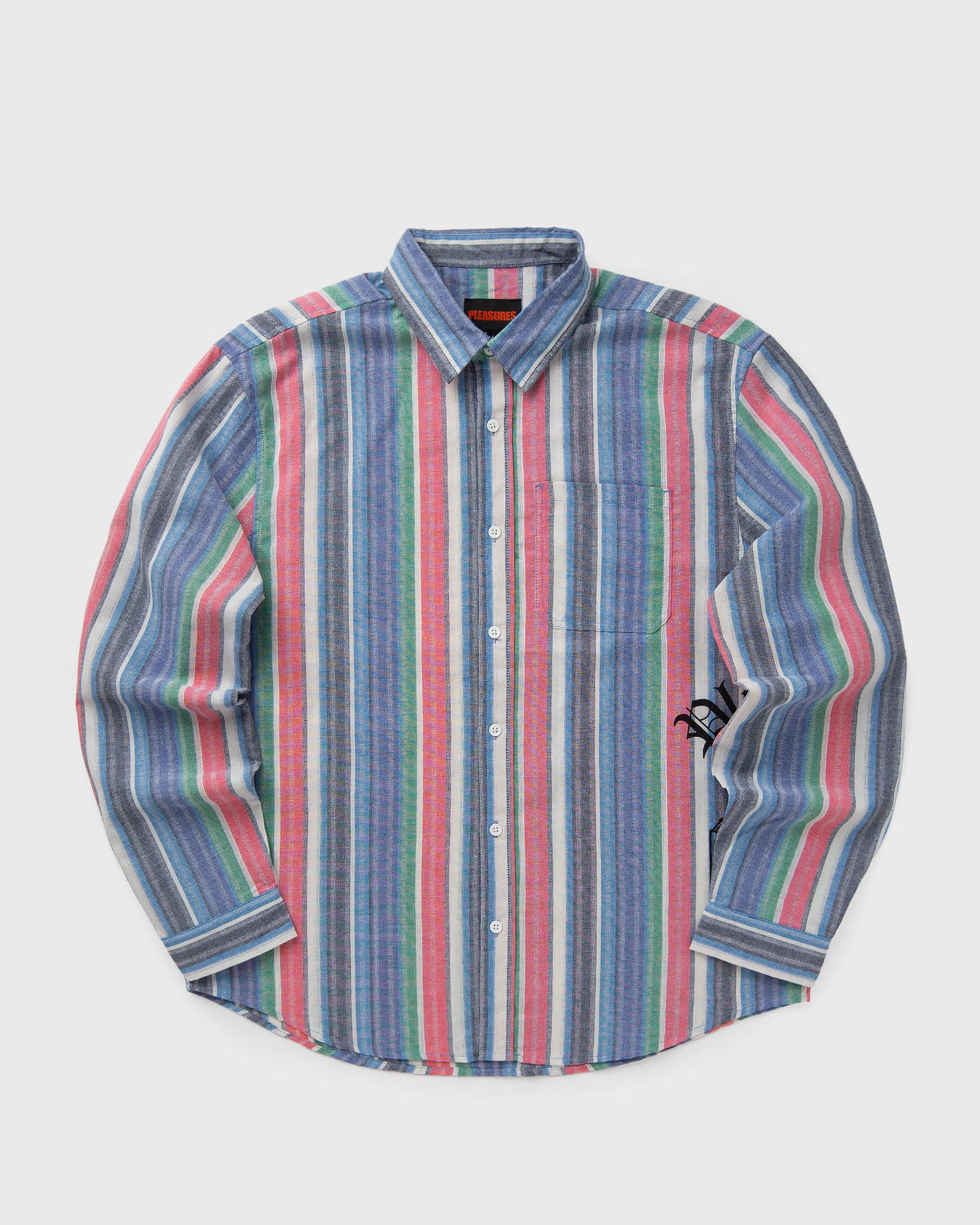 Риза Pleasures Chapel Striped Long Sleeve Button-Up Shirt Многоцветен | P25SU006-BLUE, 0