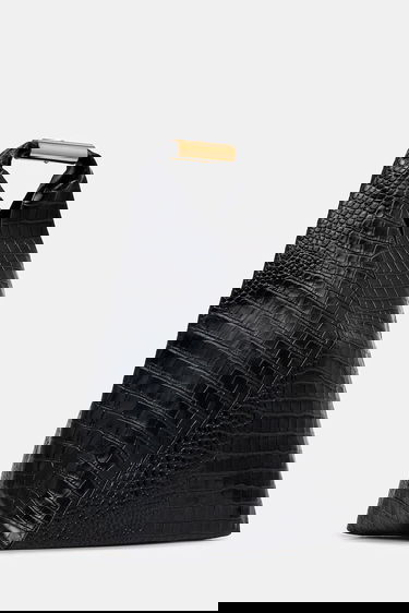 Дамска чанта Maison Margiela Crocodile Embossed V-Shape Top Handle Bag Черно | SB6WD0043.P8650.T8013, 1