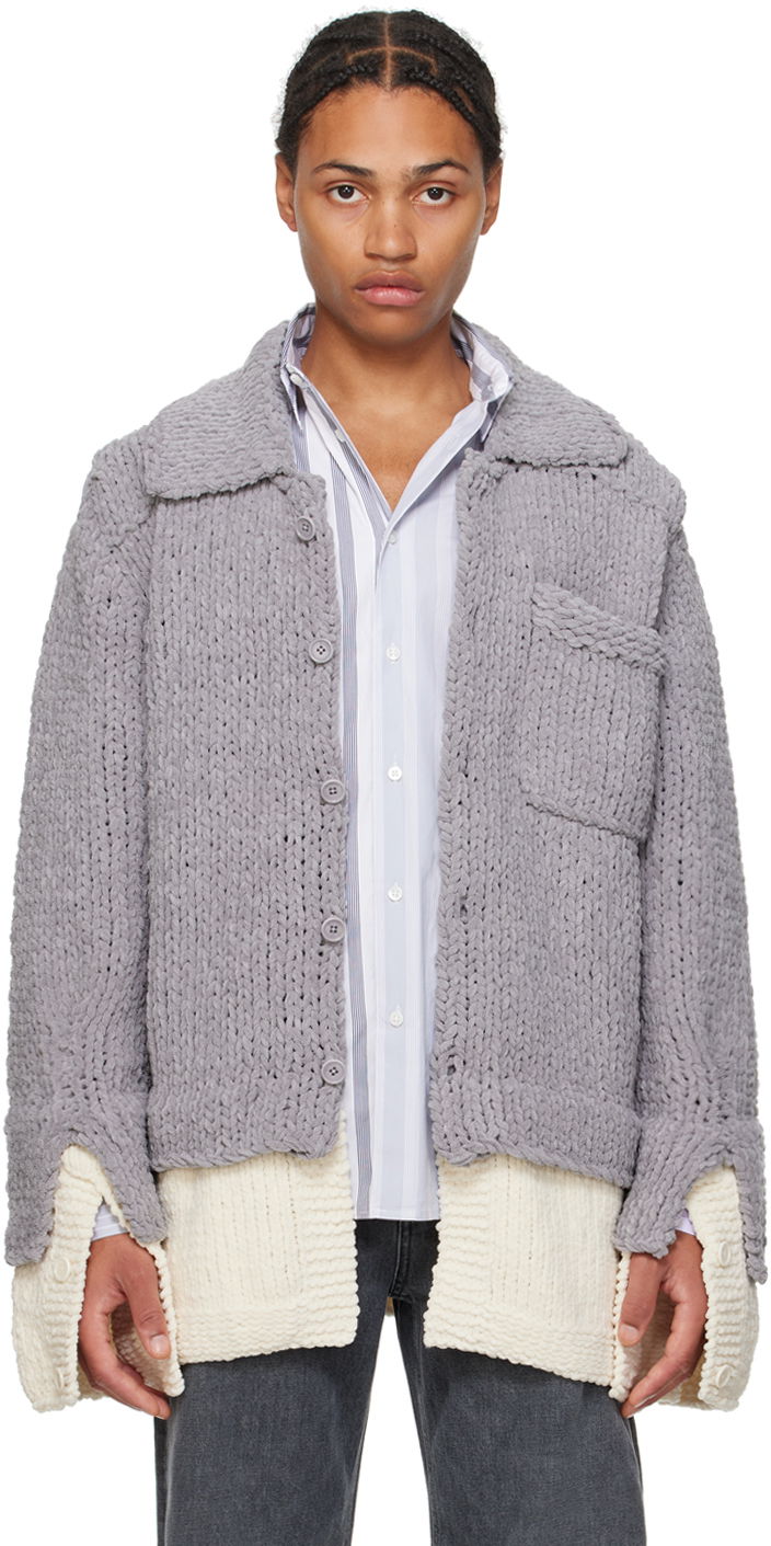 Пуловер JW Anderson Gray Drop Shoulder Cardigan Сиво | KW1195-YN0351, 0
