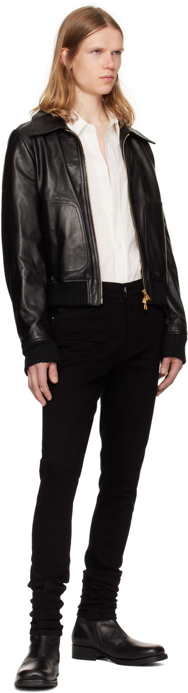 Яке бомбър AMIRI AMIRI Zip Leather Jacket Черно | AMLTJT1028, 3