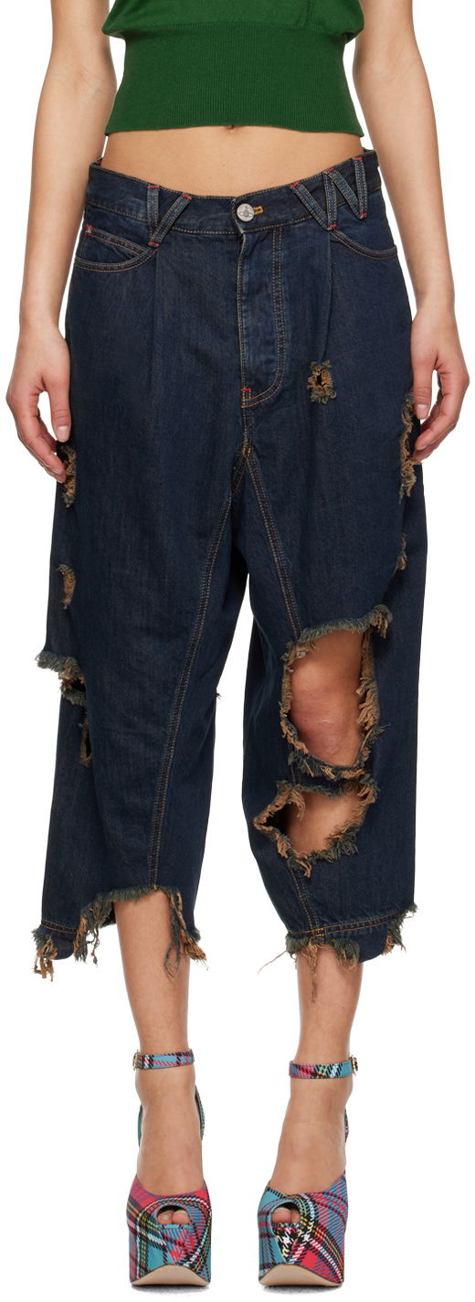 Дънки Vivienne Westwood Vivienne Westwood Macca Distressed Cropped Jeans Синьо | 3902000F-W00HY-DE, 0