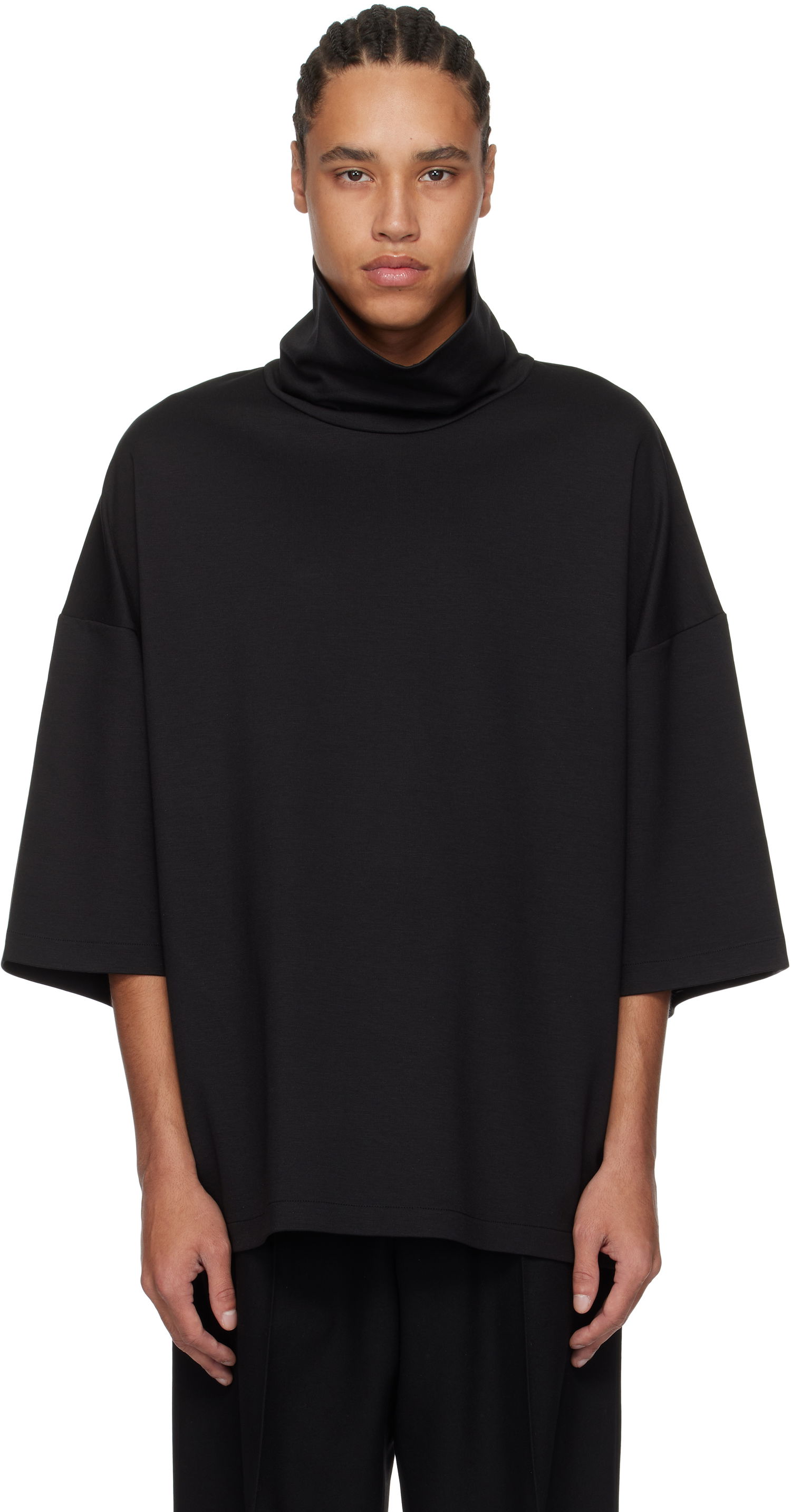 Пуловер Fear of God Fear of God High Neck Short Sleeve Sweatshirt Черно | FGE250-519VIS, 0
